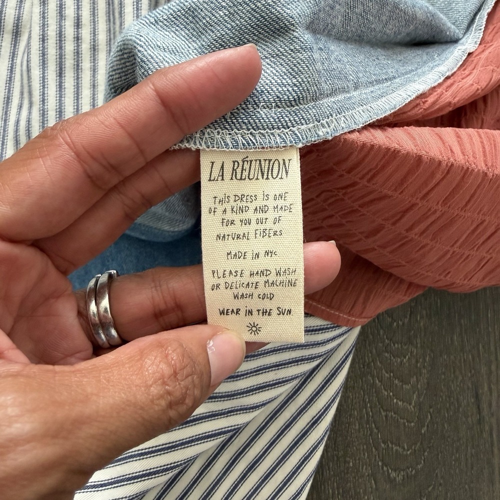 LA Reunion Patchwork Tiered Maxi Dress Neutral Boho Size 1 Small Cottage Romance - Picture 9 of 10
